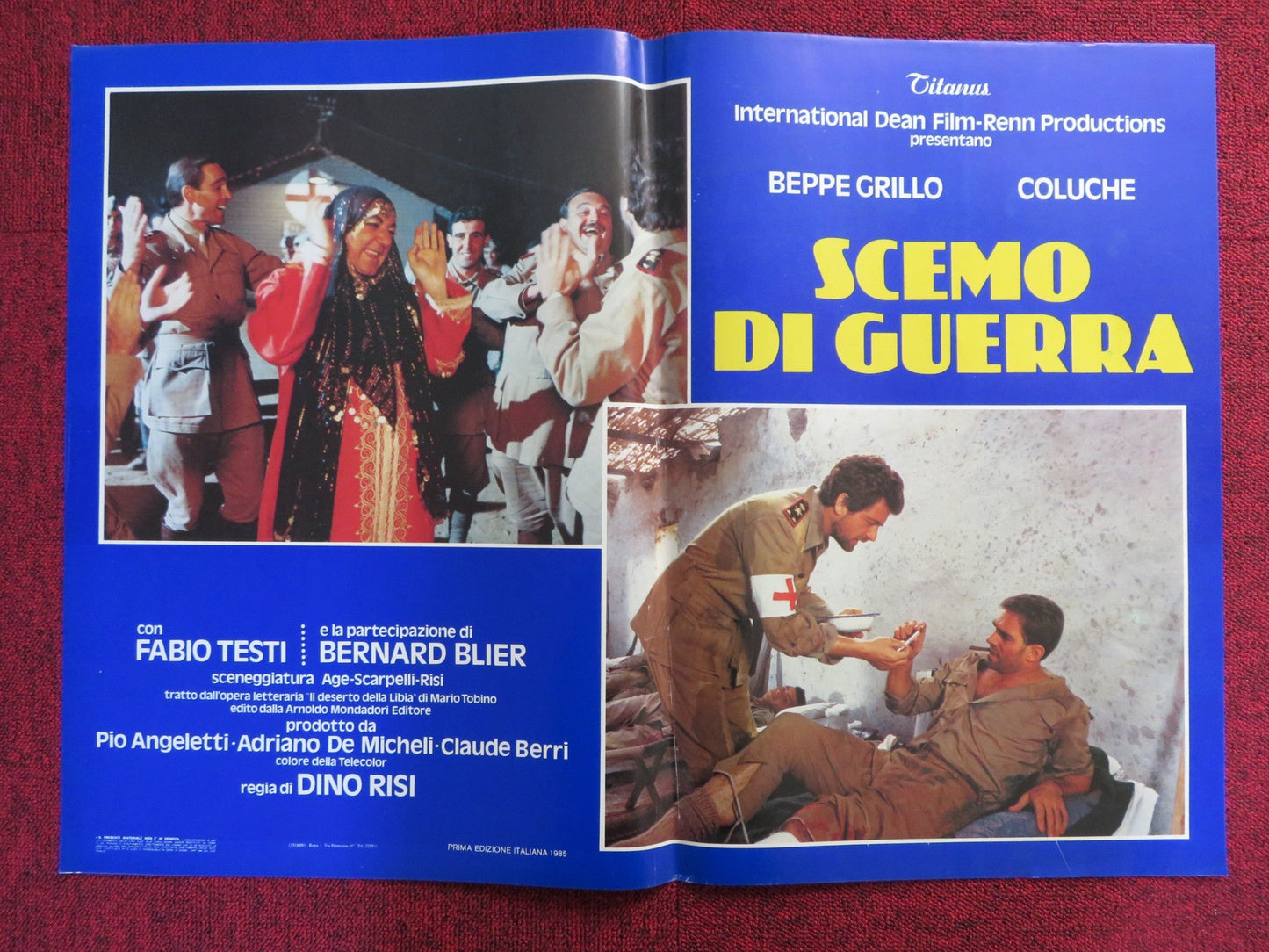 SCEMO DI GUERRA - A ITALIAN FOTOBUSTA POSTER BEPPE GRILLO COLUCHE 1985 Rendezvous Cinema Movie posters