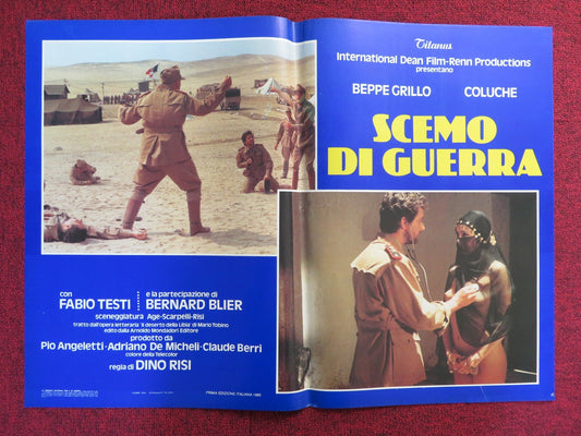 SCEMO DI GUERRA - B ITALIAN FOTOBUSTA POSTER BEPPE GRILLO COLUCHE 1985 Rendezvous Cinema Movie posters