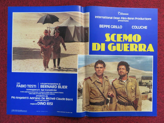 SCEMO DI GUERRA - C ITALIAN FOTOBUSTA POSTER BEPPE GRILLO COLUCHE 1985 Rendezvous Cinema Movie posters