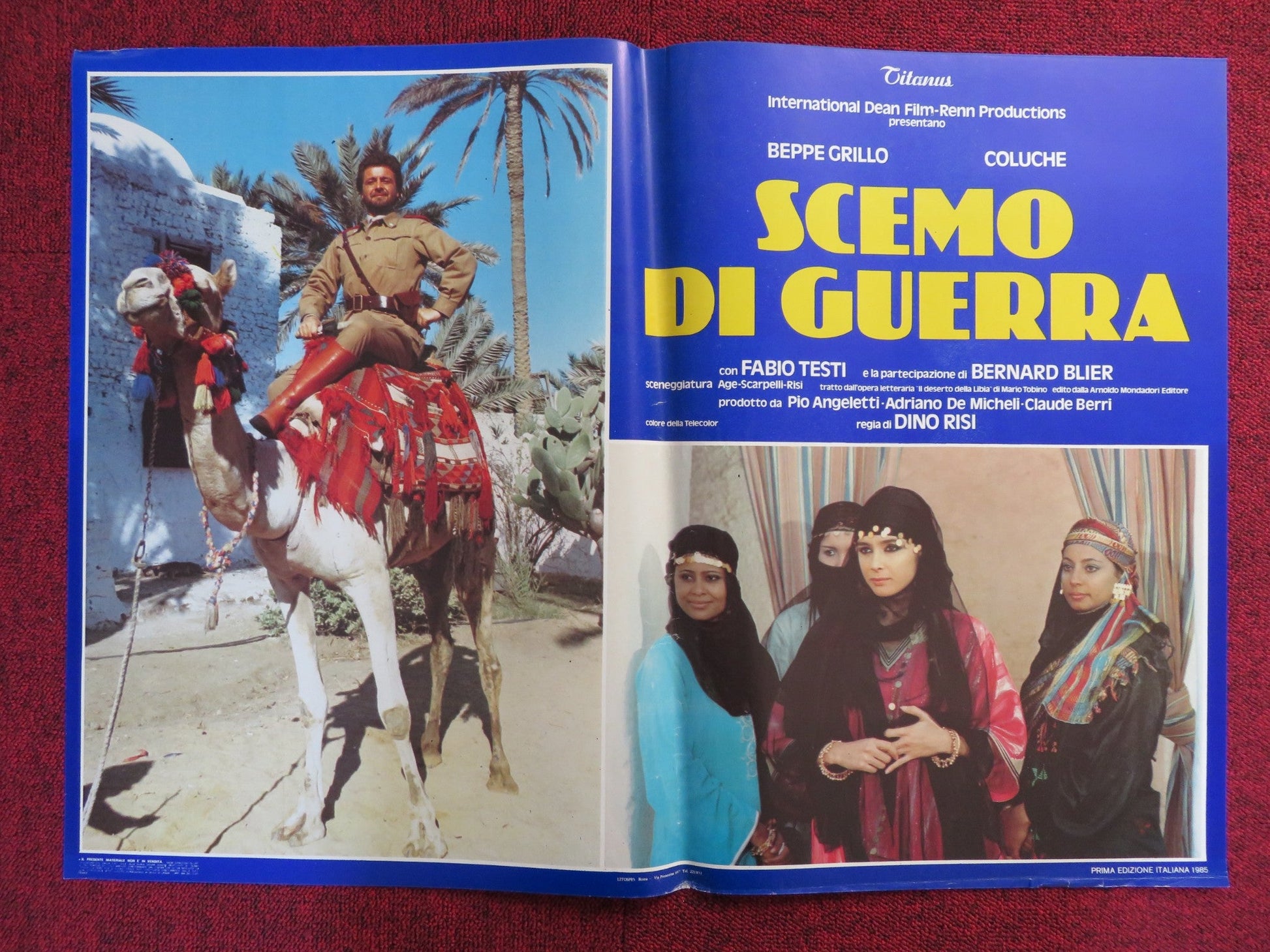 SCEMO DI GUERRA - F ITALIAN FOTOBUSTA POSTER BEPPE GRILLO COLUCHE 1985 Rendezvous Cinema Movie posters