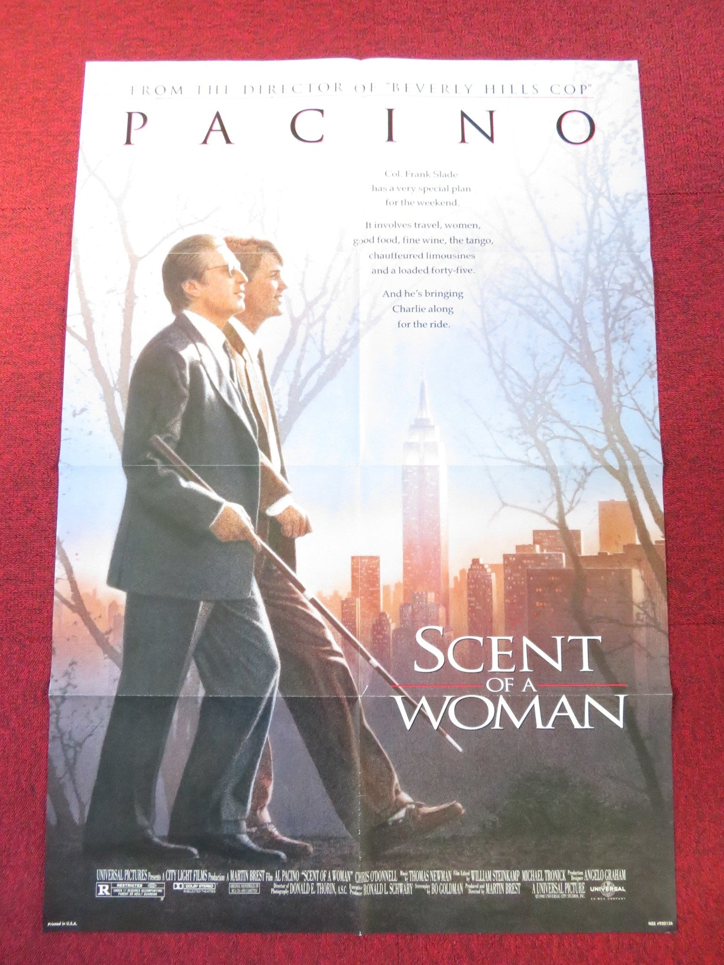 SCENT OF A WOMAN FOLDED US ONE SHEET POSTER AL PACINO CHRIS O'DONNELL 1992 Rendezvous Cinema Movie posters