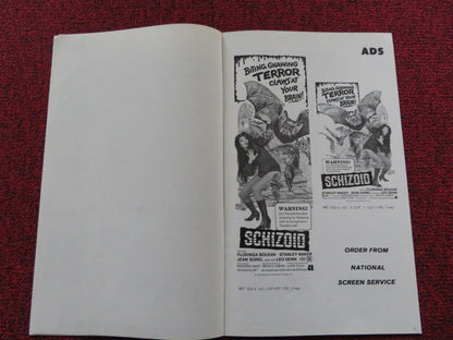 SCHIZOID / A Lizard in a Woman's Skin - UNCUT US PRESSBOOK LUCIO FULCI 1971 Rendezvous Cinema Movie posters