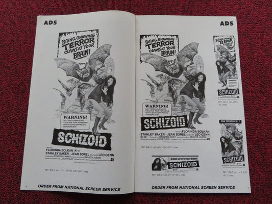 SCHIZOID / A Lizard in a Woman's Skin - UNCUT US PRESSBOOK LUCIO FULCI 1971 Rendezvous Cinema Movie posters