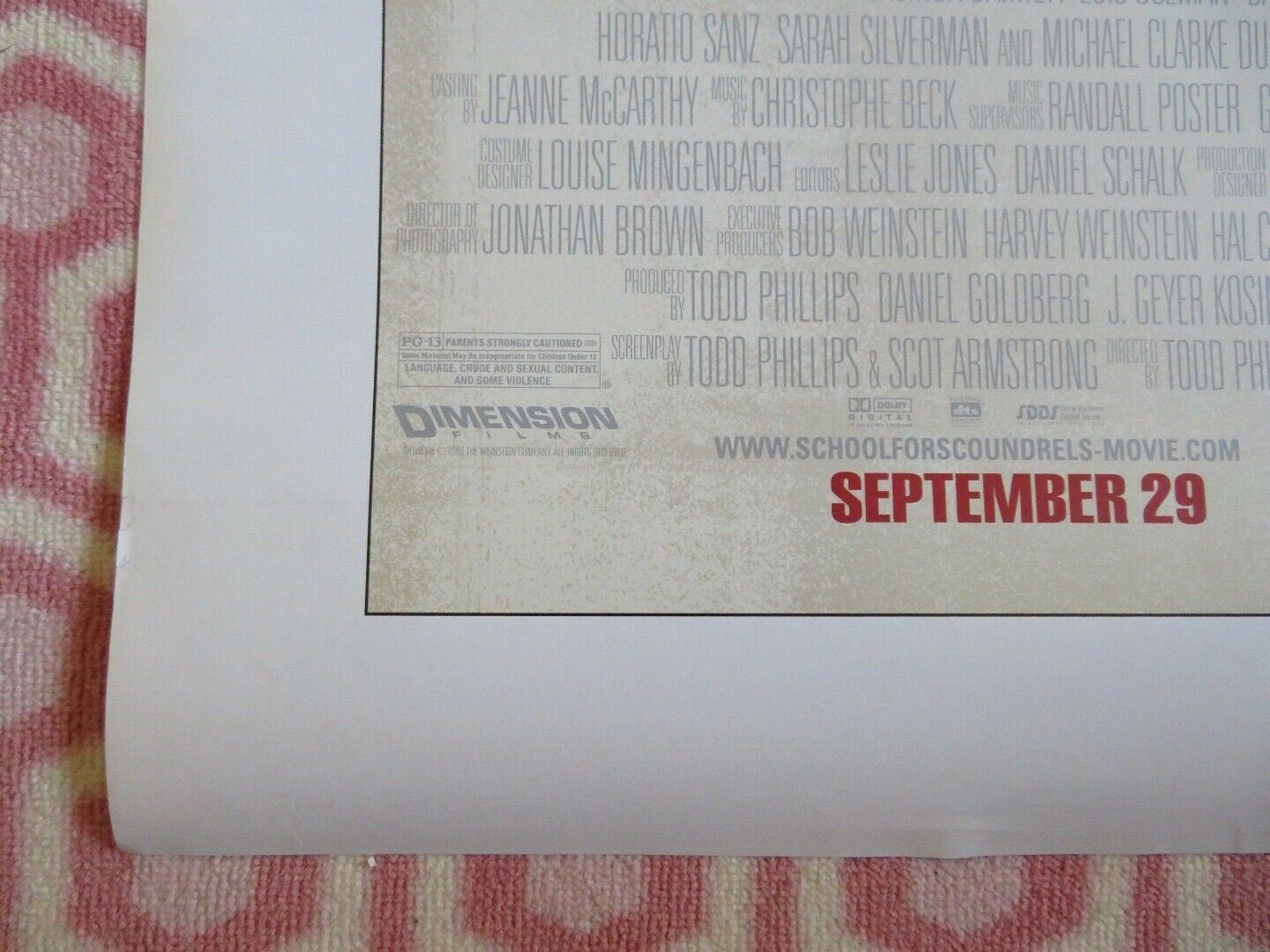 SCHOOL FOR SCOUNDRELS ONE SHEET ROLLED POSTER BILLY BOB THORNTON JON HEDER 2006 Movie posters