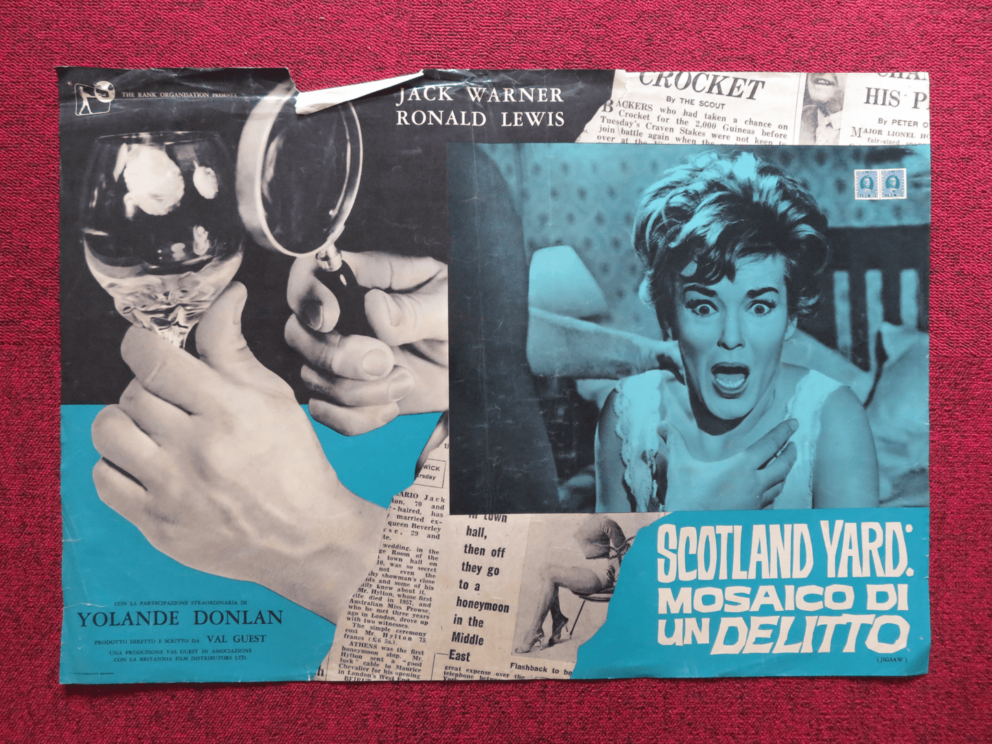 SCOTLAND YARD: MOSAICO DI UN DELITTO / Jigsaw ITALIAN FOTOBUSTA POSTER 1962 Rendezvous Cinema Movie posters