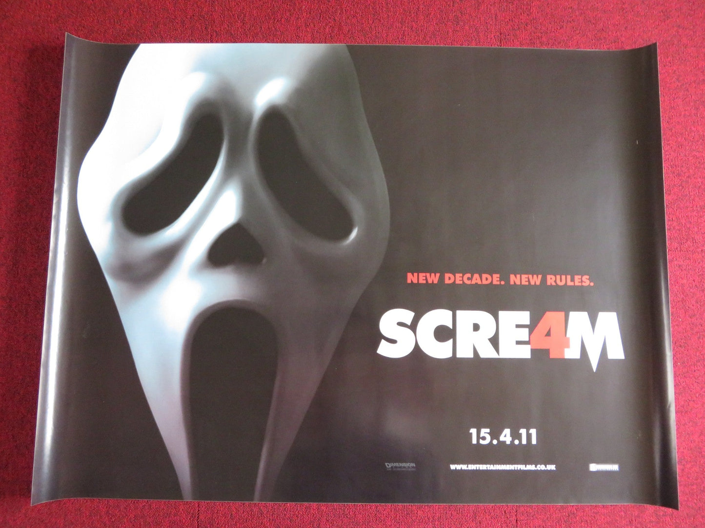 SCREAM 4 UK QUAD (30"x 40") ROLLED POSTER NEVE CAMPBELL LUCY HALE 2011 Rendezvous Cinema Movie posters