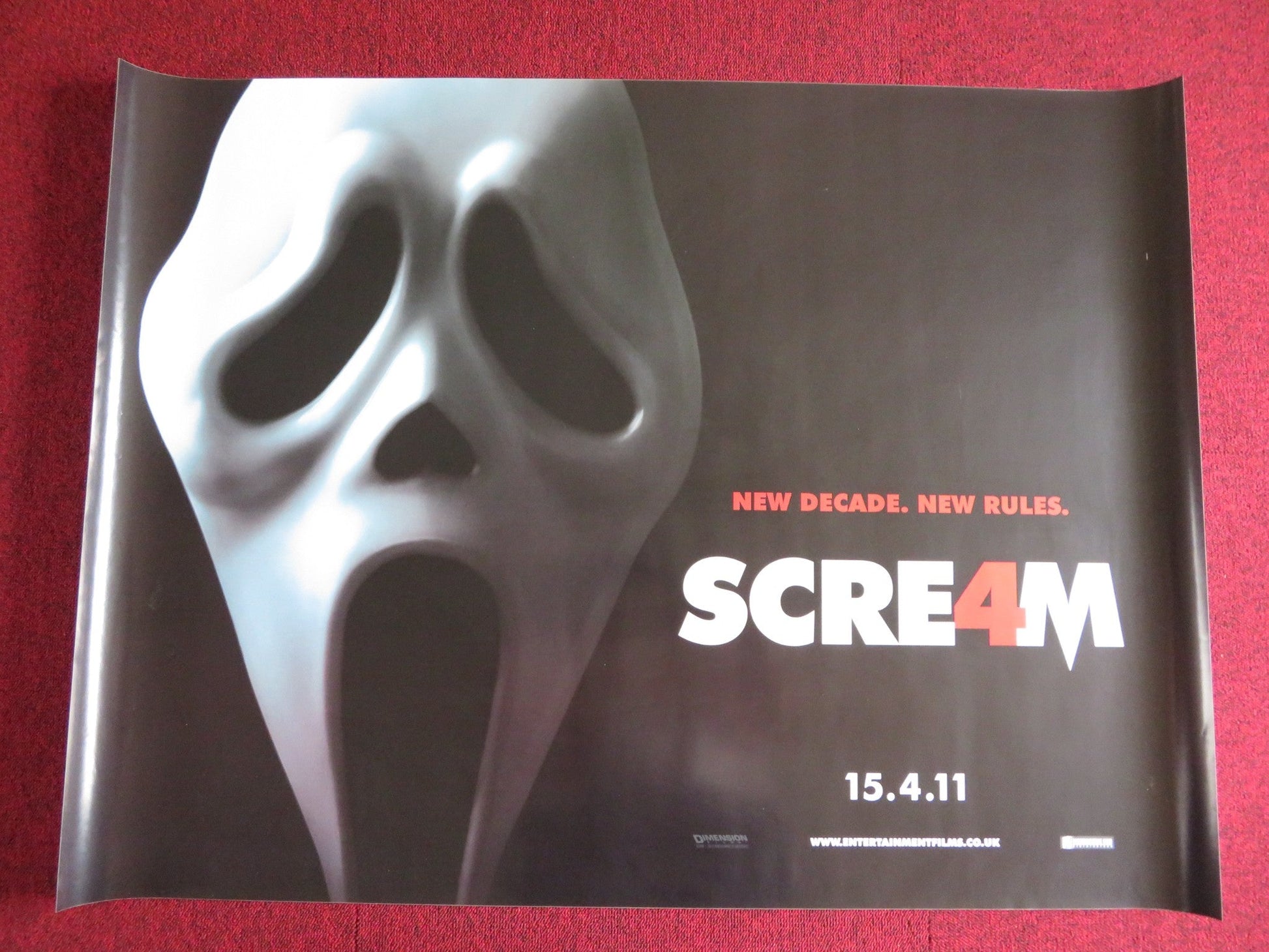 SCREAM 4 UK QUAD (30"x 40") ROLLED POSTER NEVE CAMPBELL LUCY HALE 2011 Rendezvous Cinema Movie posters