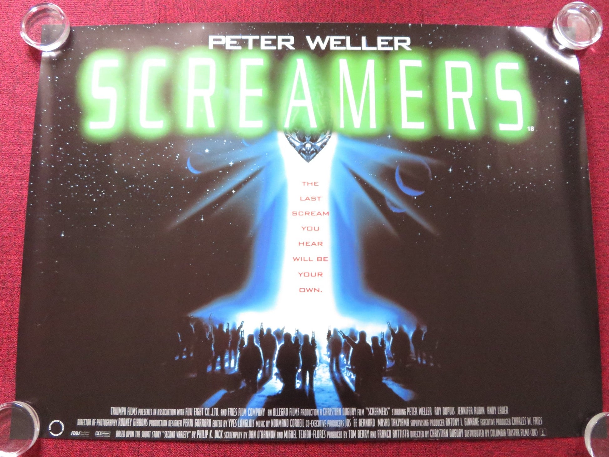 SCREAMERS UK QUAD (30"x 40") ROLLED POSTER PETER WELLER ROY RUPUIS 1995 Rendezvous Cinema Movie posters