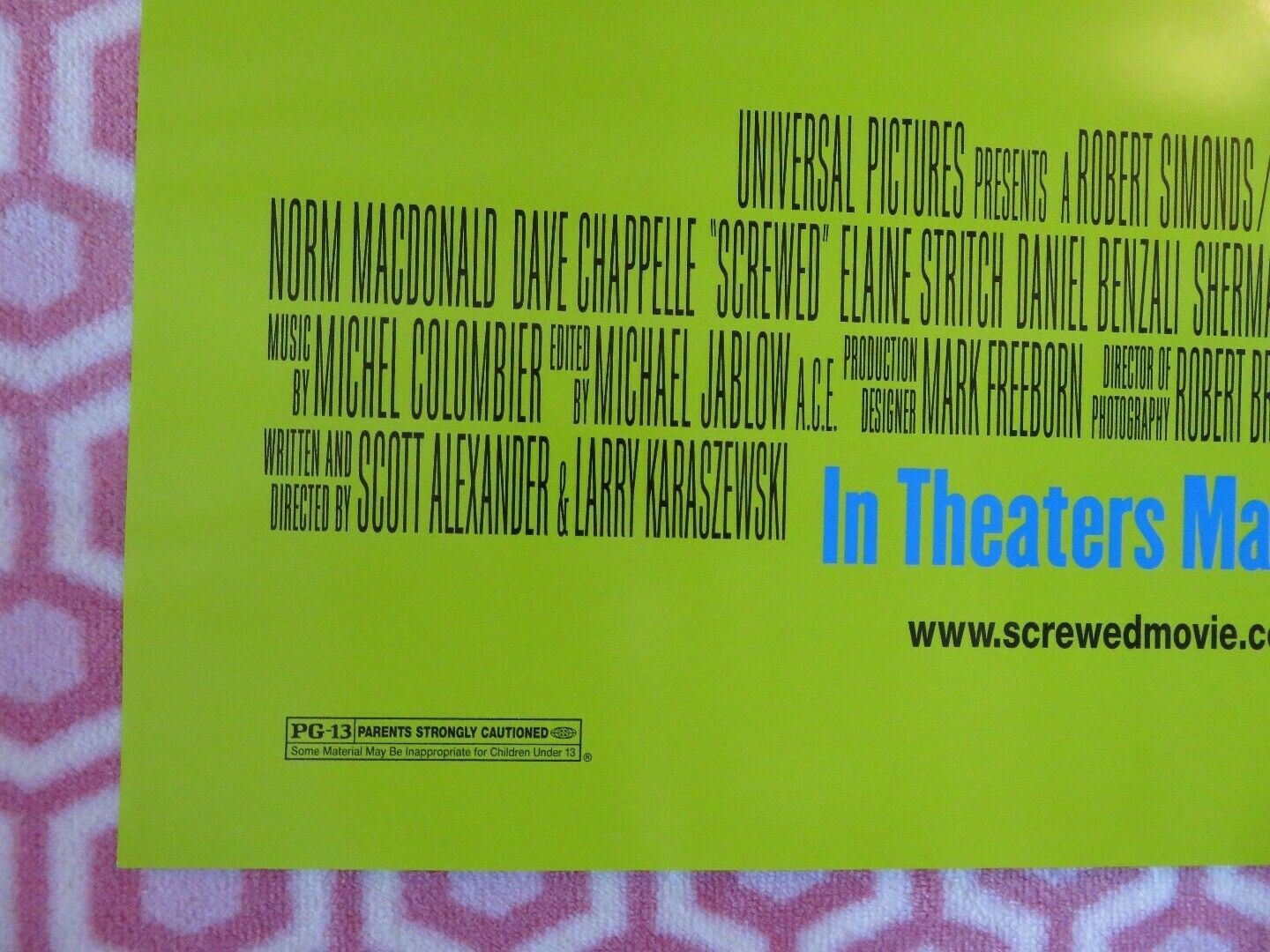 SCREWED US ONE SHEET ROLLED POSTER NORM MACDONALD DANNY DEVITO 2000 - Rendezvous Cinema