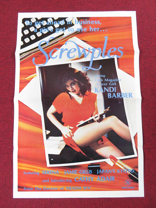 SCREWPLES US TRI FOLDED ONE SHEET ROLLED POSTER KANDI BARBOUR SERENA 1979 Rendezvous Cinema Movie posters