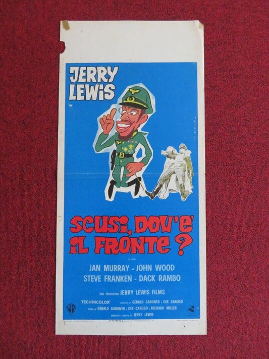 SCUSI, DOV'E IL FRONTE? ITALIAN LOCANDINA (27.5"x13") POSTER J LEWIS 1970 Movie posters