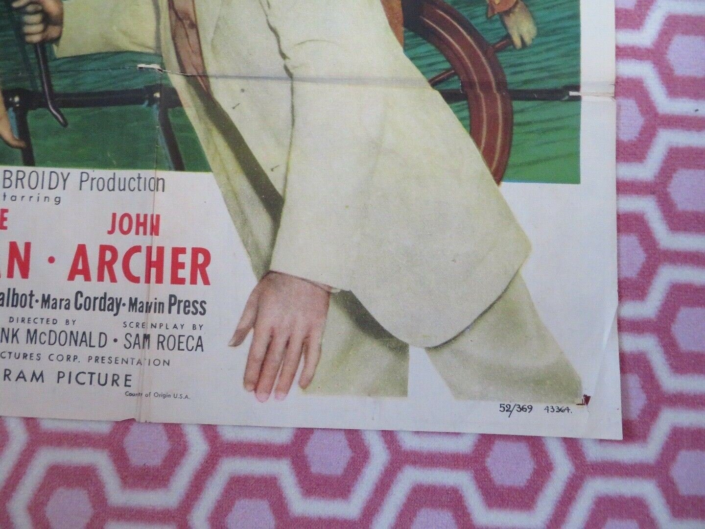 SEA TIGER US ONE SHEET POSTER MARGUERITE CHAPMAN JOHN ARCHER 1952 Movie posters