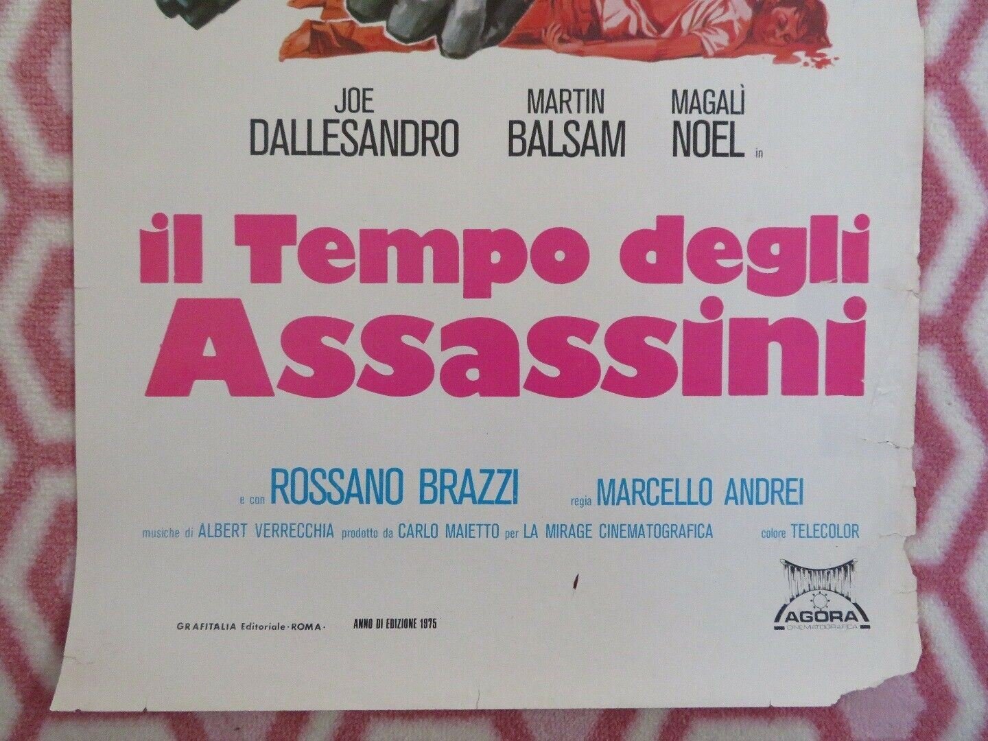 SEASON FOR ASSASINS ITALIAN (28"x13") POSTER JOE DALLESANDRO MARTIN BALSAM 1975 Movie posters