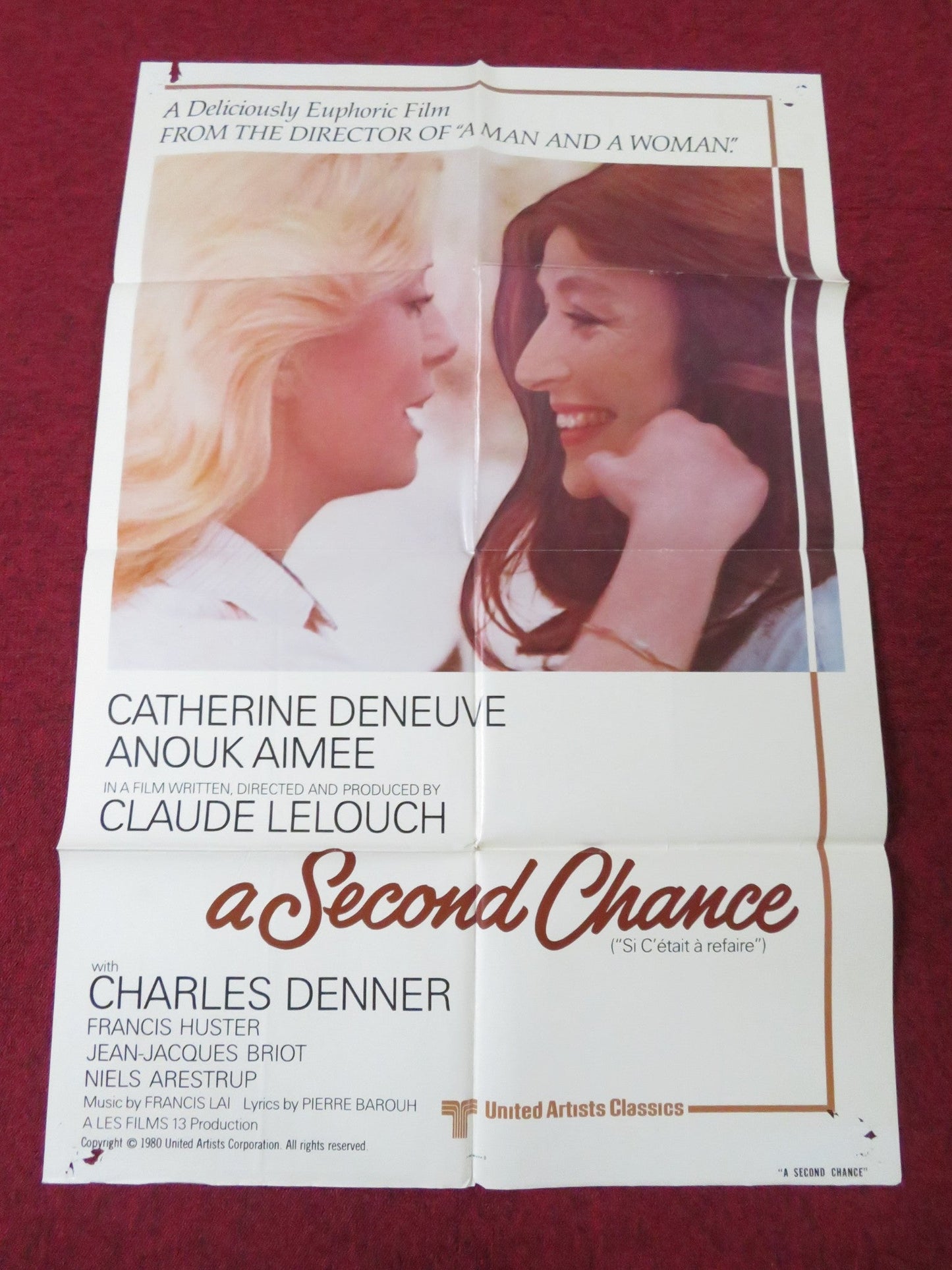 SECOND CHANCE FOLDED US ONE SHEET POSTER CATHERINE DENEUVE ANOUK AIMEE 1980 Rendezvous Cinema Movie posters