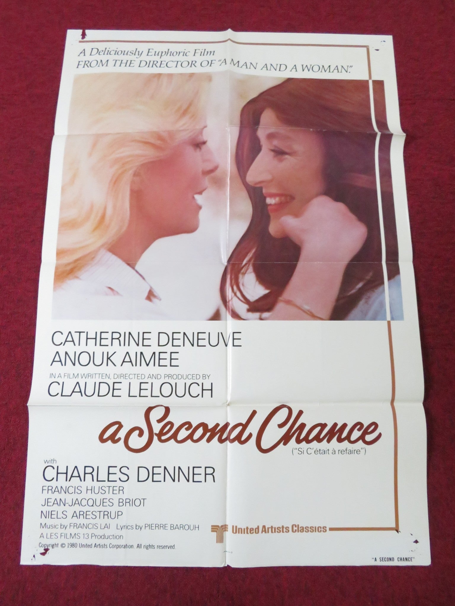 SECOND CHANCE FOLDED US ONE SHEET POSTER CATHERINE DENEUVE ANOUK AIMEE 1980 Rendezvous Cinema Movie posters