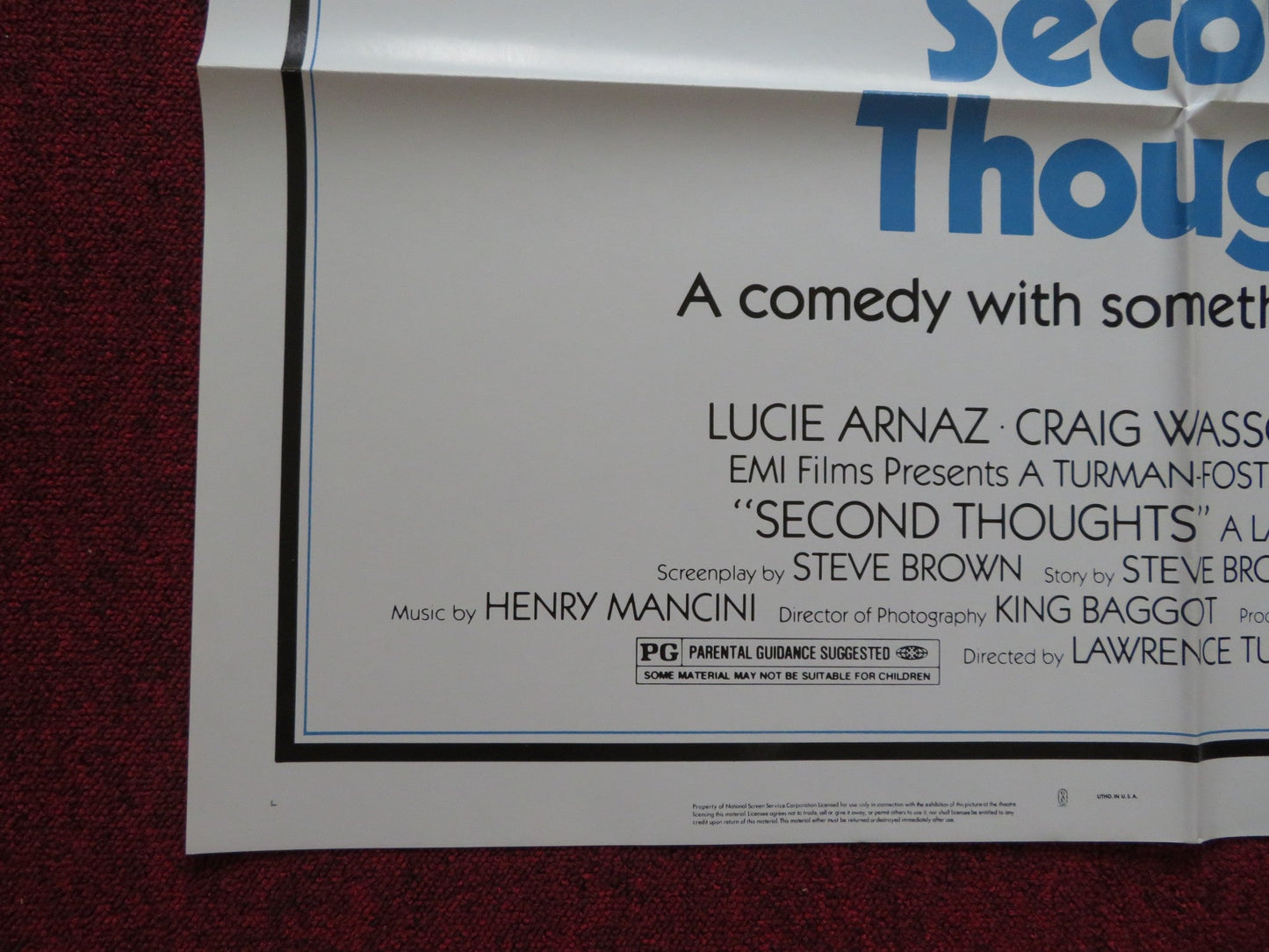 SECOND THOUGHTS FOLDED US ONE SHEET POSTER LUCIE ARNAZ CRAIG WASSON 1982 Rendezvous Cinema Movie posters