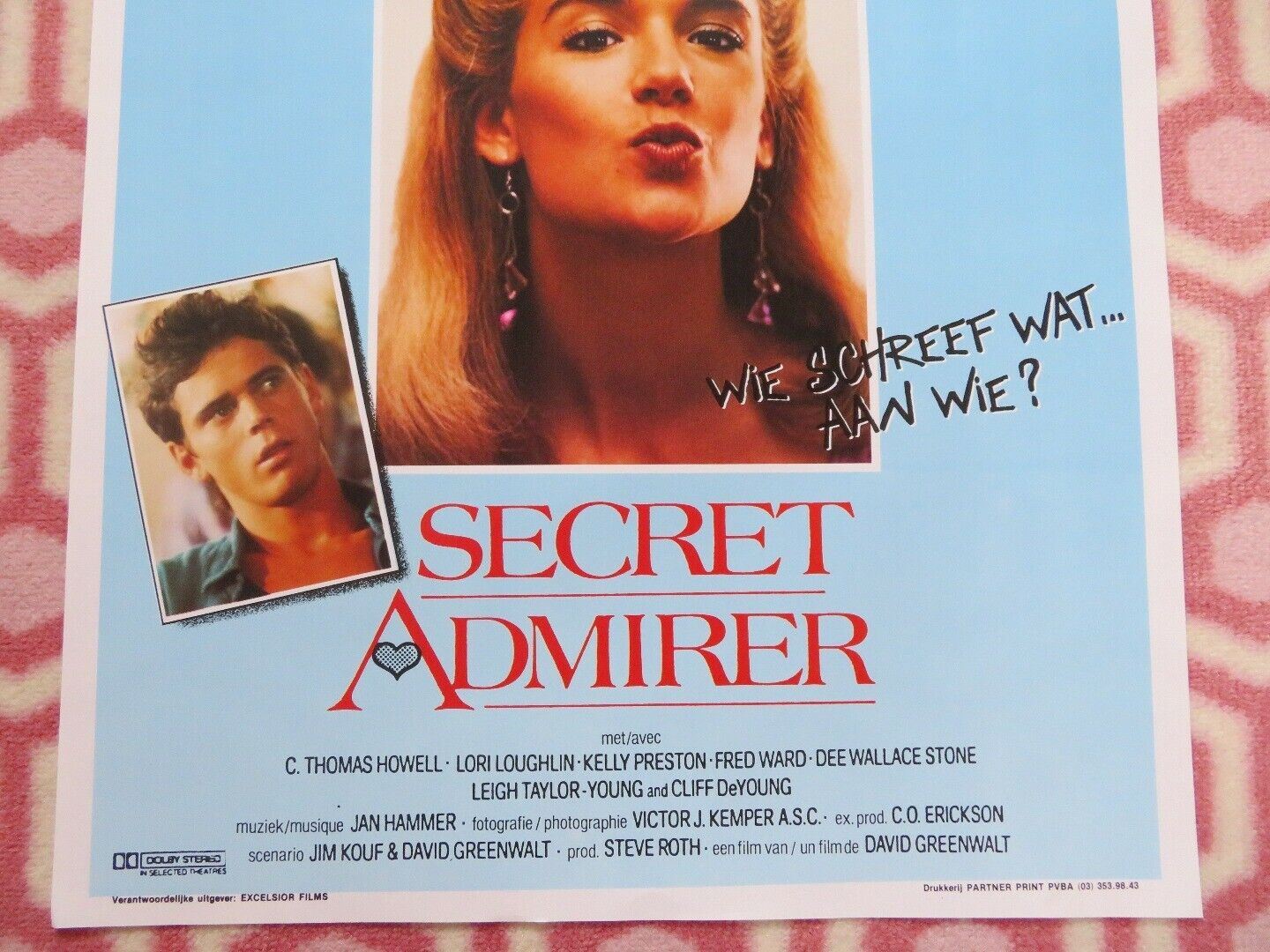 SECRET ADMIRER BELGIUM (21.5"x14") POSTER C. THOMAS HOWELL LORI LOUGHLIN 1985 Movie posters