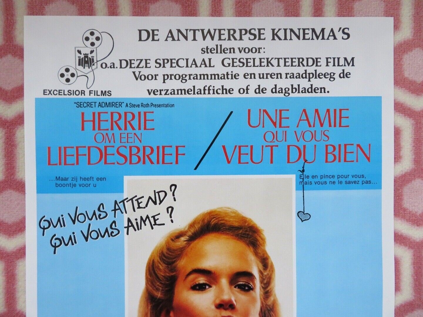 SECRET ADMIRER BELGIUM (21.5"x14") POSTER C. THOMAS HOWELL LORI LOUGHLIN 1985 Movie posters