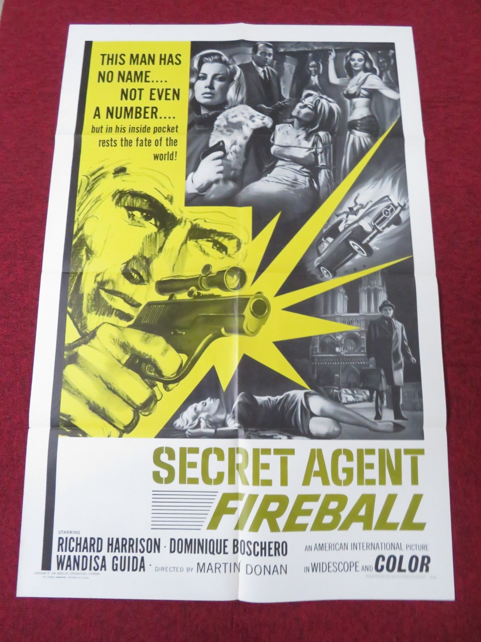 SECRET AGENT FIREBALL FOLDED US ONE SHEET POSTER RICHARD HARRISON 1966 Rendezvous Cinema Movie posters