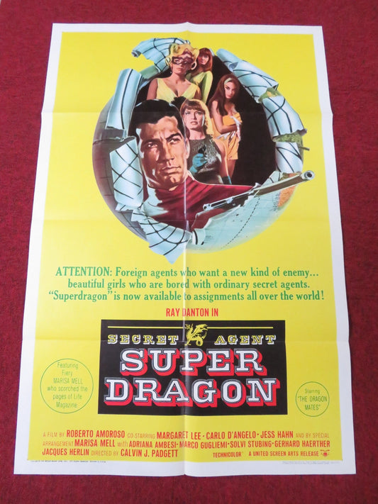 SECRET AGENT SUPER DRAGON FOLDED US ONE SHEET POSTER RAY DANTON MARGARET LEE '66 Rendezvous Cinema Movie posters