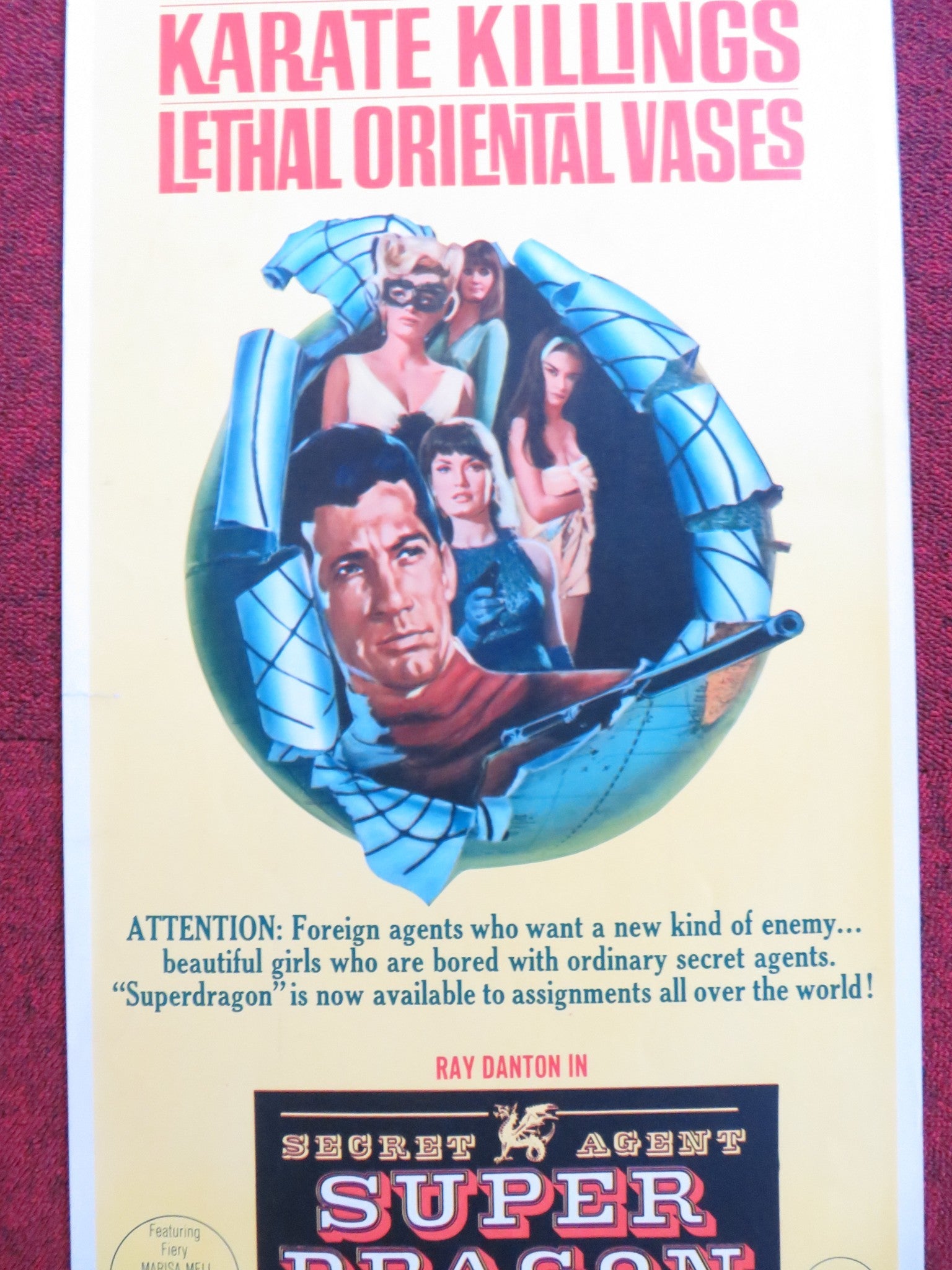 SECRET AGENT SUPER DRAGON US INSERT (14"x 36") POSTER RAY DANTON M. LEE 1966 Rendezvous Cinema Movie posters