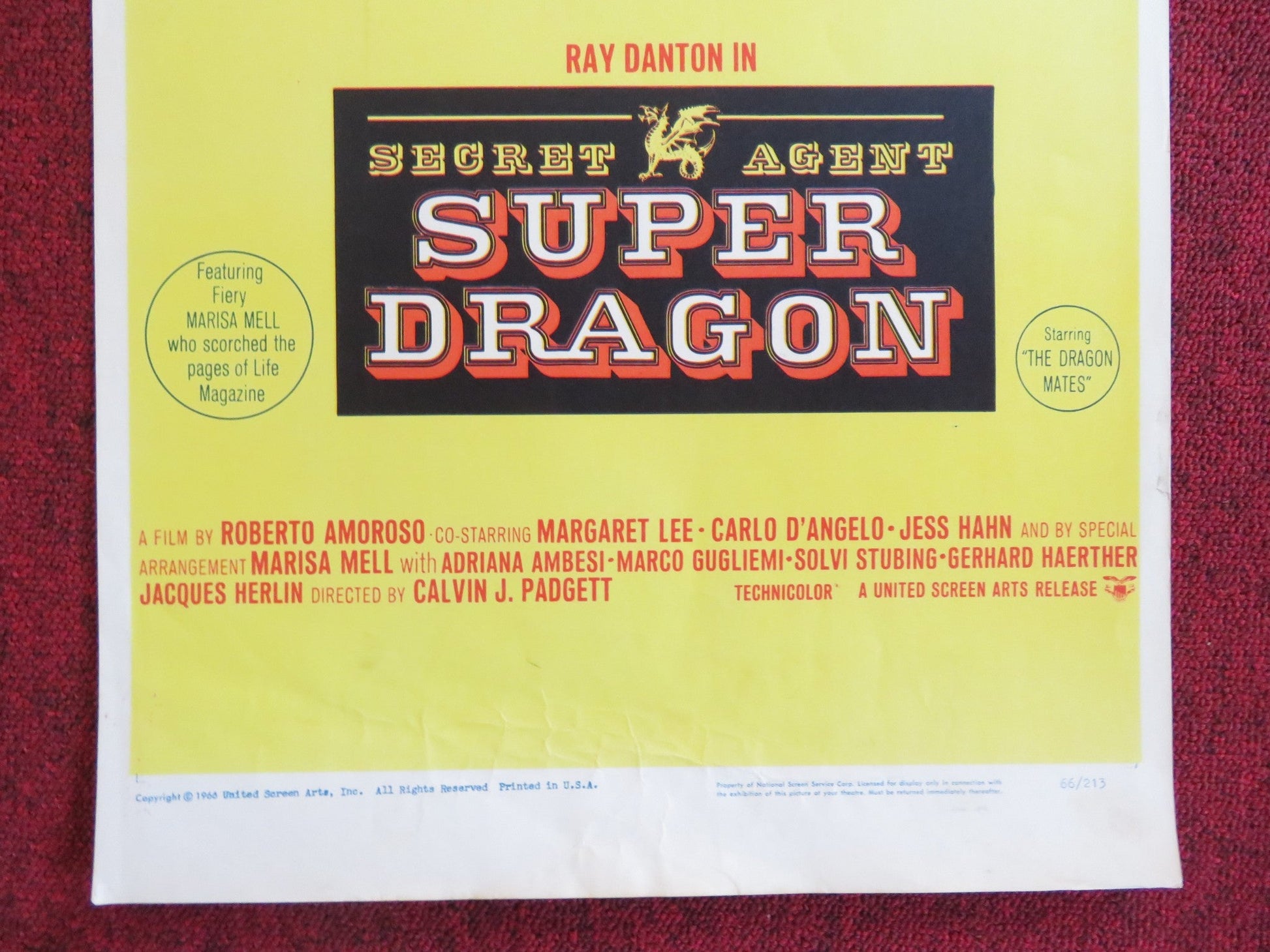 SECRET AGENT SUPER DRAGON US INSERT (14"x 36") POSTER RAY DANTON M. LEE 1966 Rendezvous Cinema Movie posters