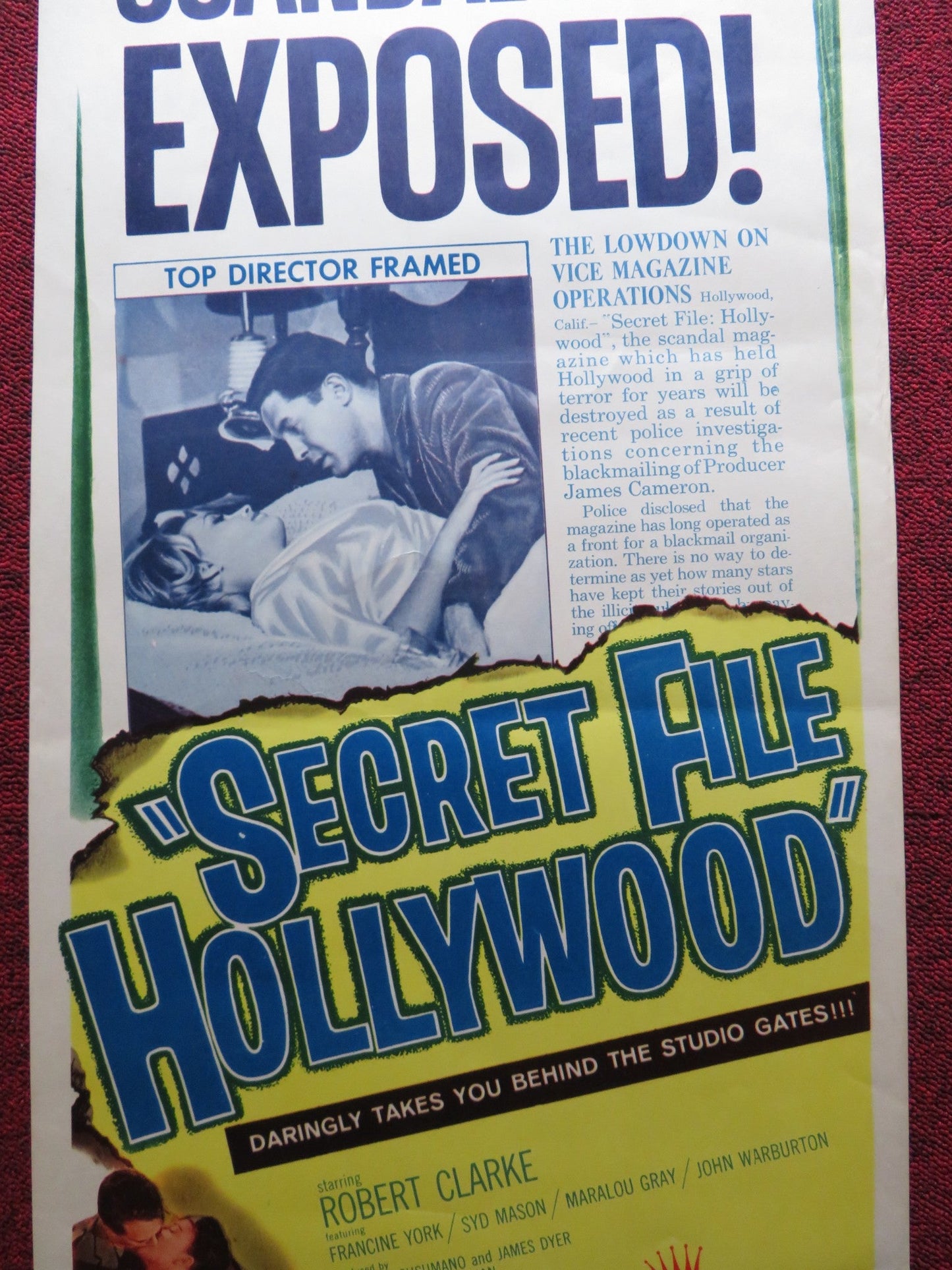 SECRET FILE: HOLLYWOOD US INSERT (14"x 36") POSTER ROBERT CLARKE F. YORK 1961 Rendezvous Cinema Movie posters