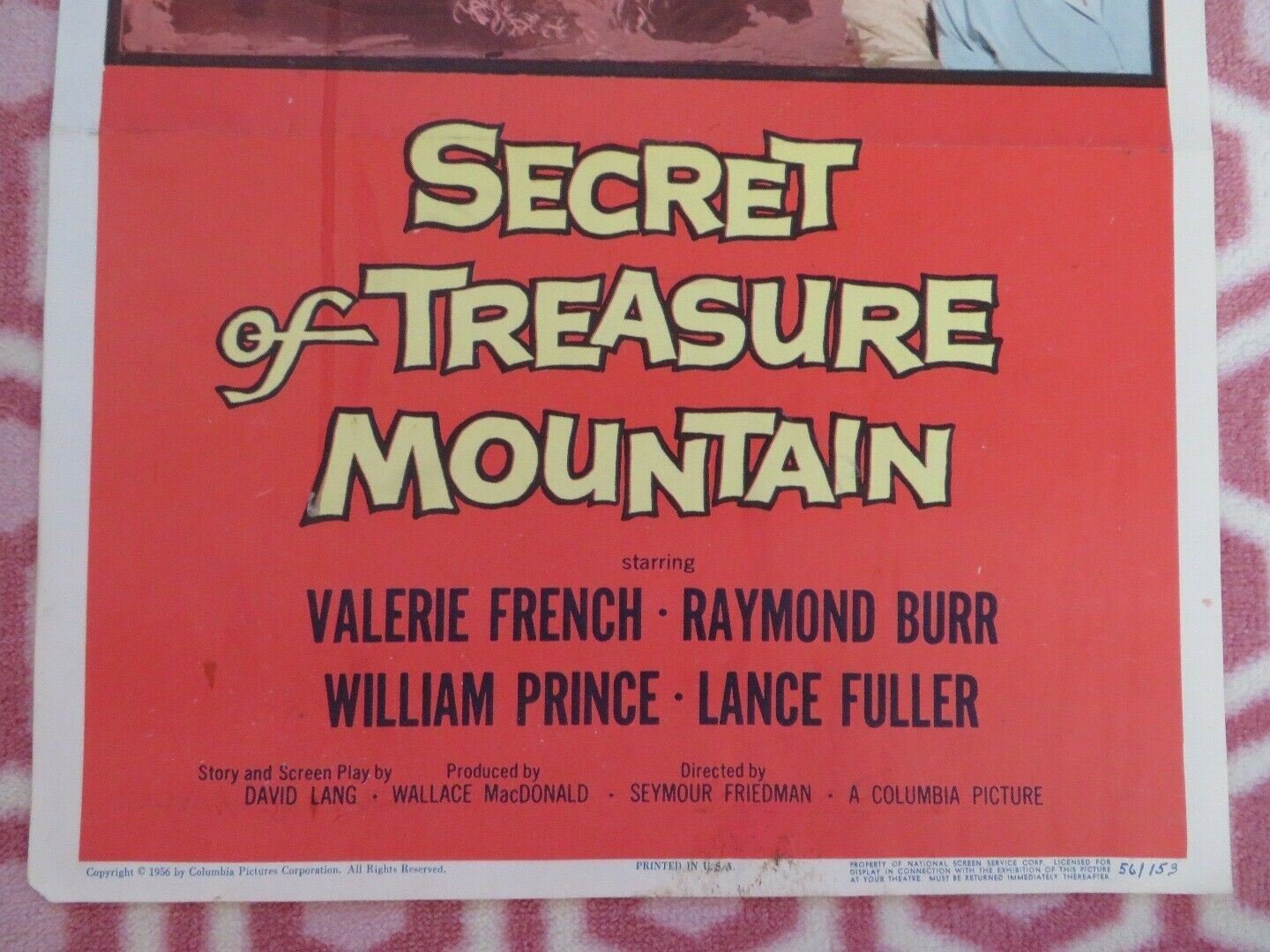SECRET OF TREASURE MOUNTAIN US INSERT (14"x 36") POSTER VALERIE FRENCH 1956 - Rendezvous Cinema