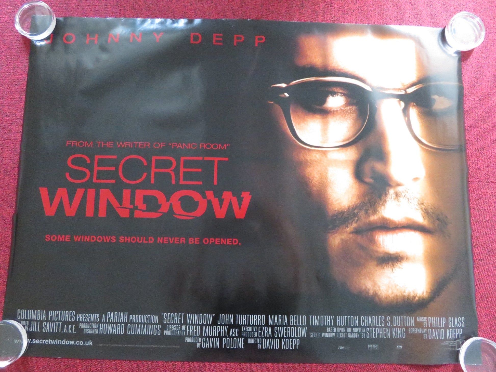 SECRET WINDOW UK QUAD (30"x 40") ROLLED POSTER JOHNNY DEPP JOHN TURTURRO 2004 Rendezvous Cinema Movie posters