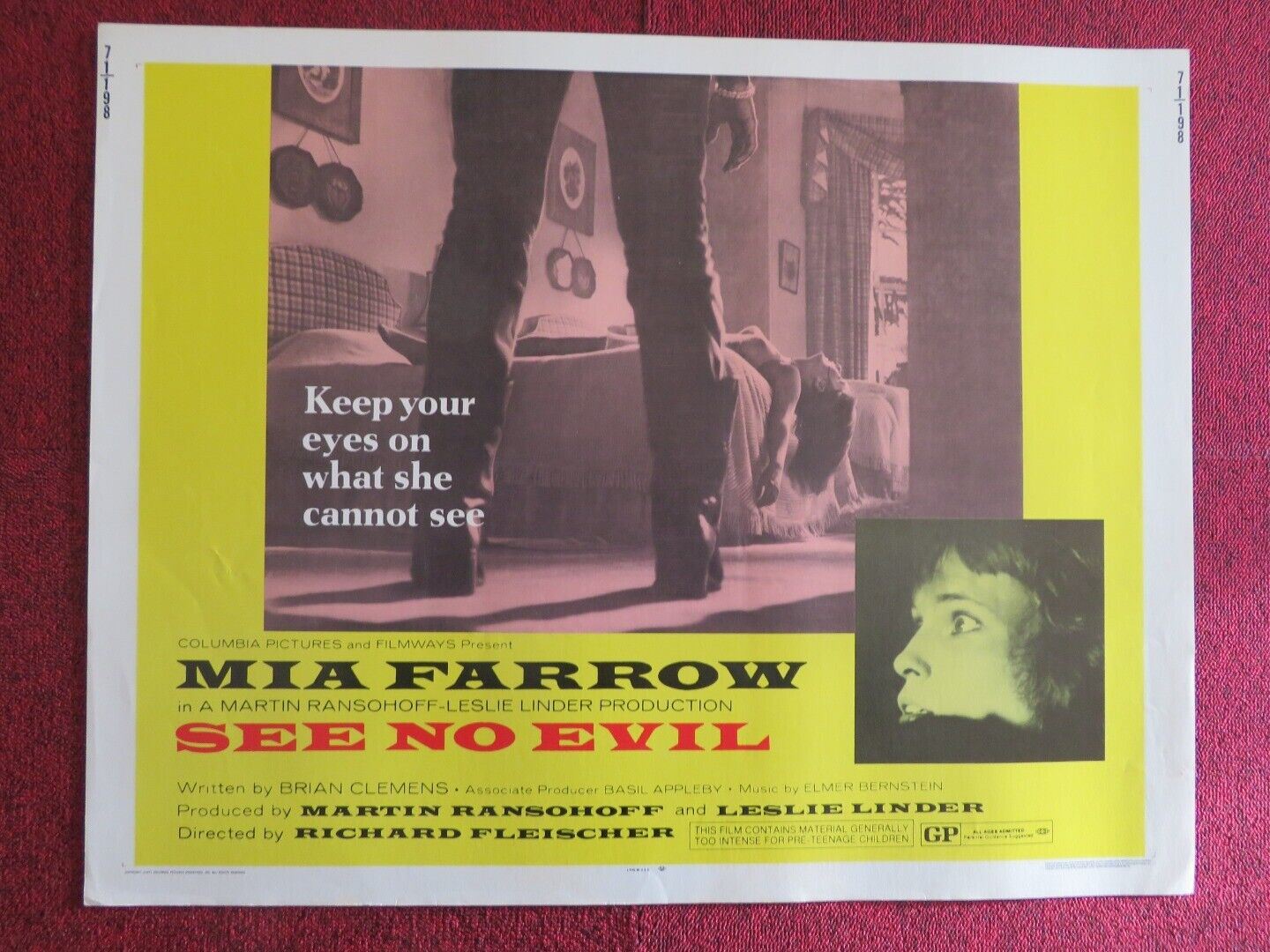 SEE NO EVIL US HALF SHEET (22"x 28") POSTER MIA FARROW 1971 Movie posters