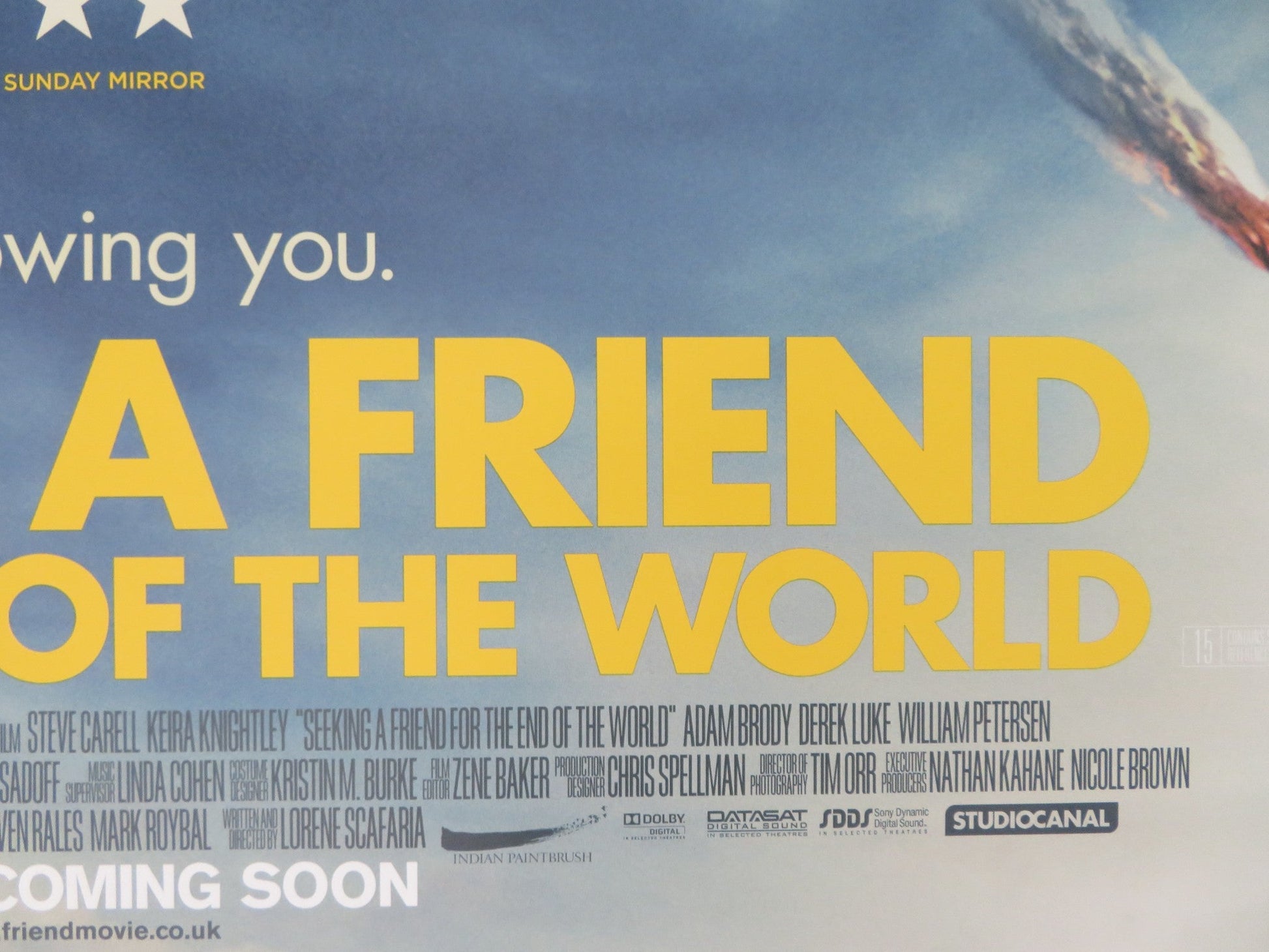SEEKING A FRIENDS FOR THE END OF THE WORLD UK QUAD (30"x 40") ROLLED POSTER 2012 Rendezvous Cinema Movie posters