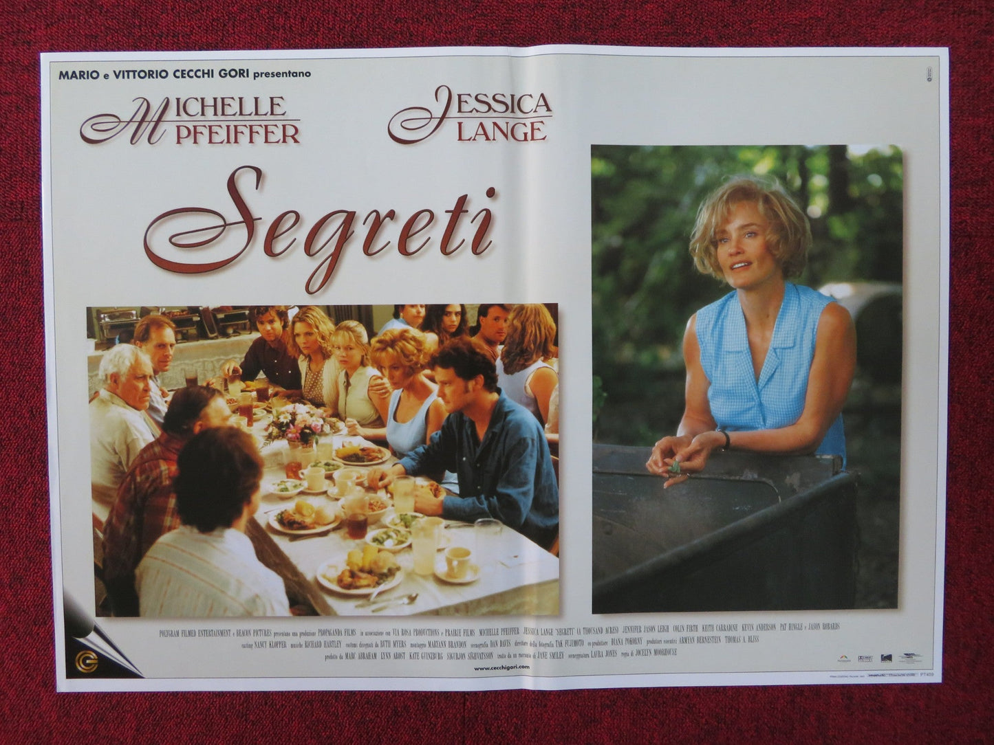 SEGRETI - B ITALIAN FOTOBUSTA POSTER MICHELLE PFEIFFER JESSICA LANGE 1997 Rendezvous Cinema Movie posters