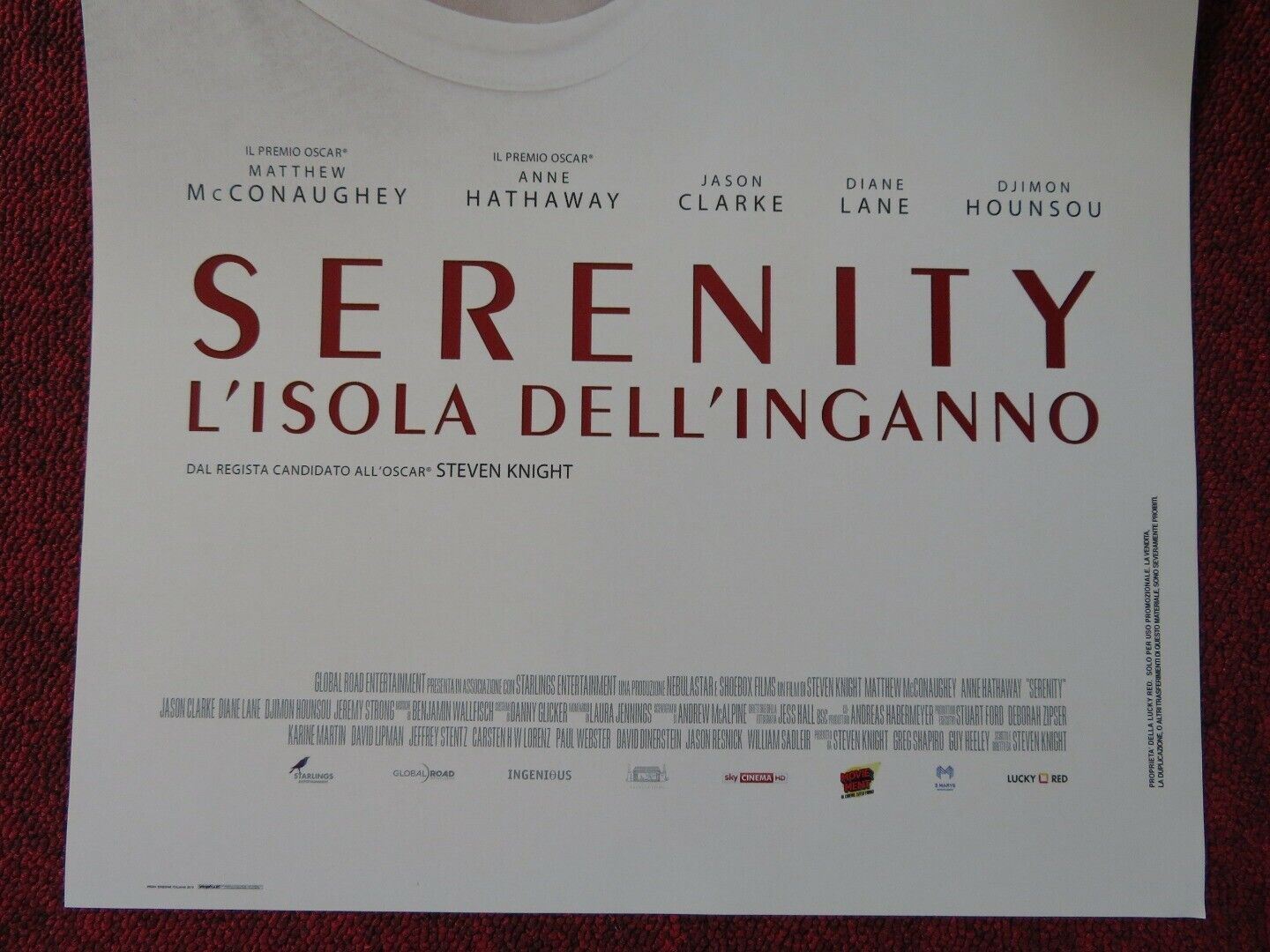 SERENITY ITALIAN LOCANDINA (26.5"x12.5") POSTER MCCONAUGHEY HATHAWAY 2019 Movie posters