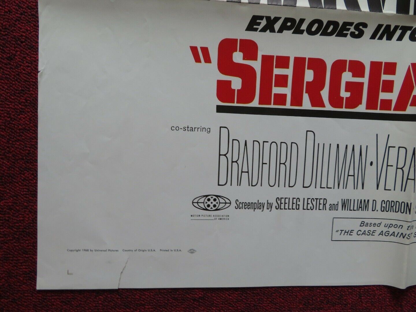 SERGEANT RYKER FOLDED US ONE SHEET POSTER LEE MARVIN VERA MILES 1968 Movie posters