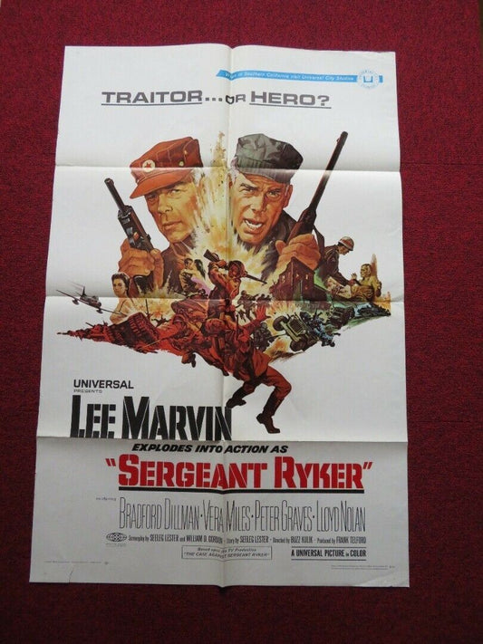 SERGEANT RYKER FOLDED US ONE SHEET POSTER LEE MARVIN VERA MILES 1968 Movie posters