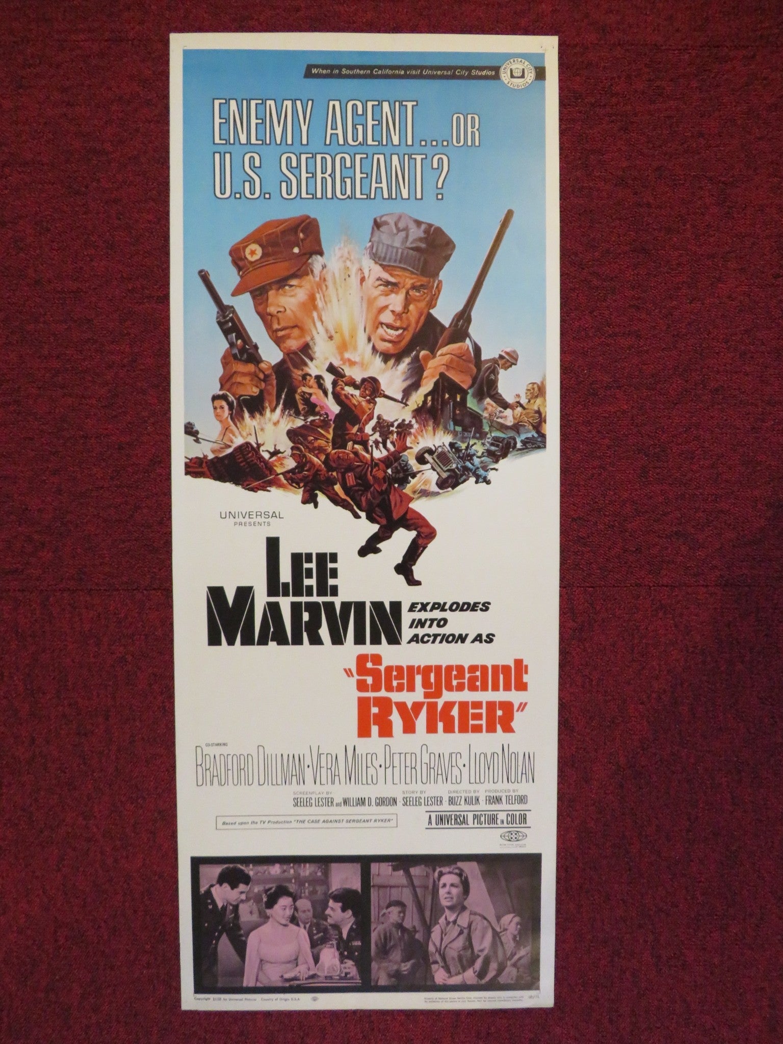 SERGEANT RYKER US INSERT (14"x 36") POSTER BRADFORD DILLMAN VERA MILES 1968 Rendezvous Cinema Movie posters