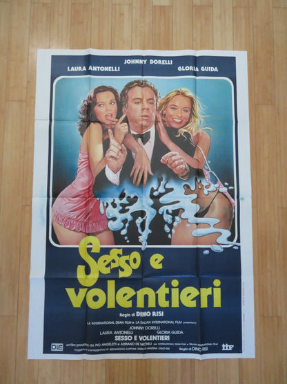 SESSO E VOLENTIERI ITALIAN 2 FOGLIO POSTER JOHNNY DORELLI LAURA ANTONELLI 1982 Rendezvous Cinema Movie posters