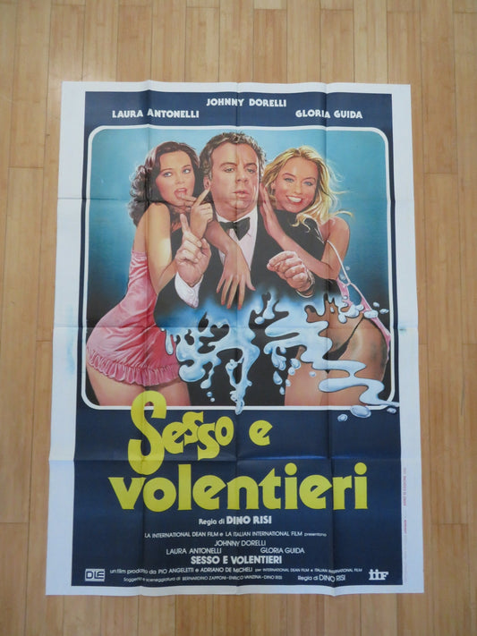SESSO E VOLENTIERI ITALIAN 2 FOGLIO POSTER JOHNNY DORELLI LAURA ANTONELLI 1982 Rendezvous Cinema Movie posters