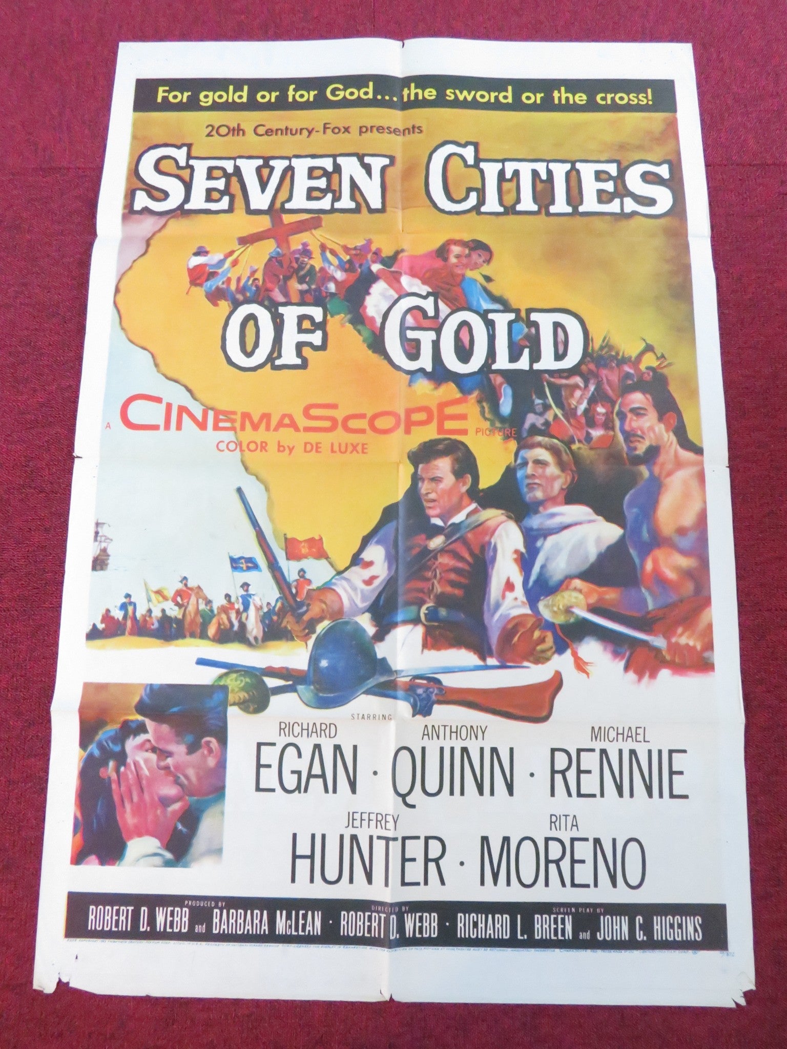 SEVEN CITES OF GOLD FOLDED US ONE SHEET POSTER RICHARD EGAN ANTHONY QUINN 1955 Rendezvous Cinema Movie posters