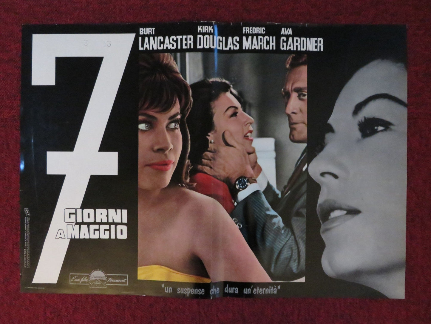 SEVEN DAYS IN MAY - A ITALIAN FOTOBUSTA POSTER BURT LANCASTER KIRK DOUGLAS 1964 Rendezvous Cinema Movie posters