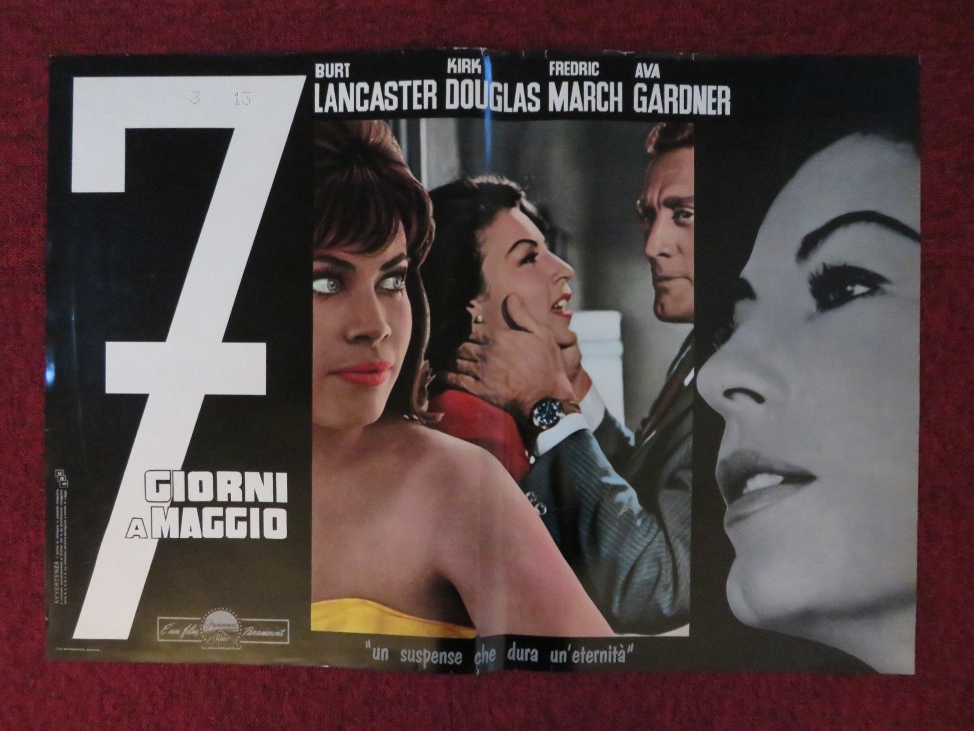 SEVEN DAYS IN MAY - A ITALIAN FOTOBUSTA POSTER BURT LANCASTER KIRK DOUGLAS 1964 Rendezvous Cinema Movie posters