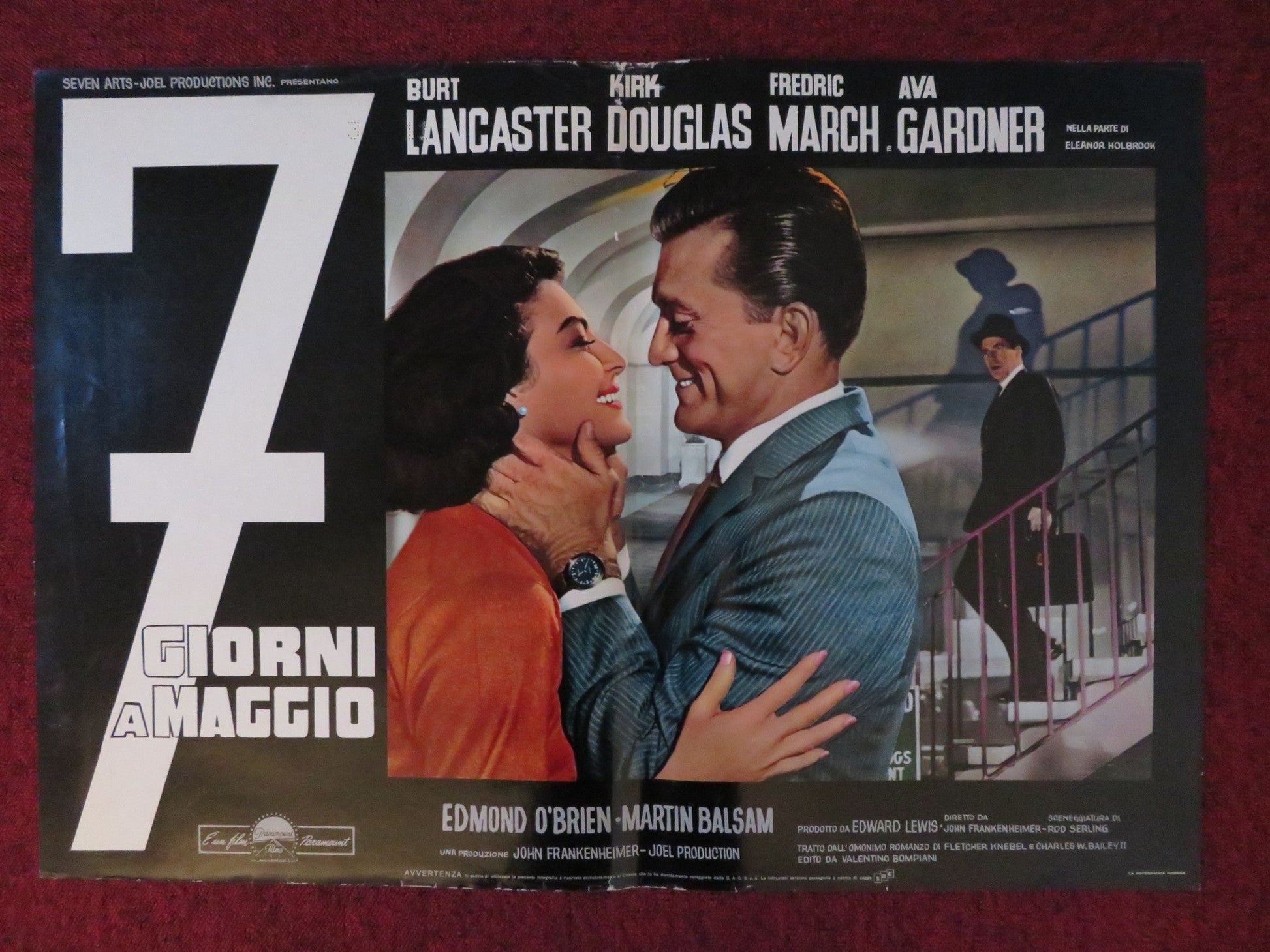 SEVEN DAYS IN MAY - B ITALIAN FOTOBUSTA POSTER BURT LANCASTER KIRK DOUGLAS 1964 Rendezvous Cinema Movie posters