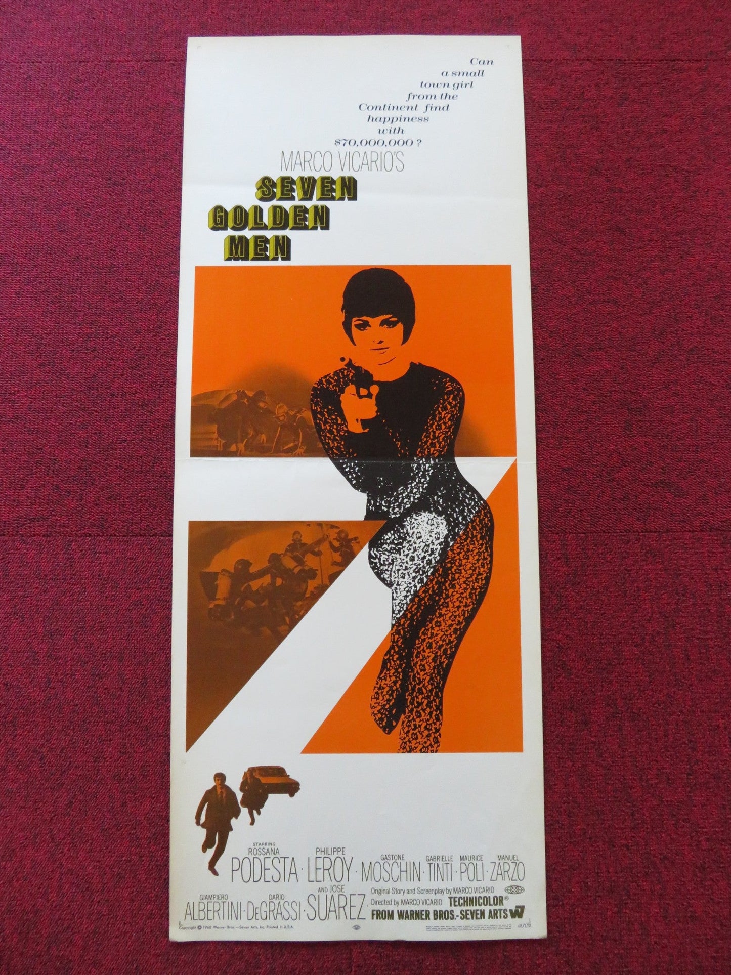 SEVEN GOLDEN MEN US INSERT (14"x 36") POSTER ROSSANA PODESTA PHILIPPE LEROY 1968 Rendezvous Cinema Movie posters