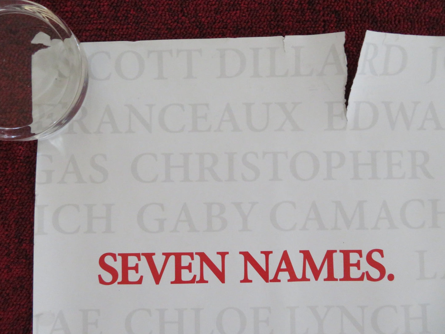 SEVEN POUNDS UK QUAD (30"x 40") ROLLED POSTER WILL SMITH WOODY HARRELSON 2008 Rendezvous Cinema Movie posters