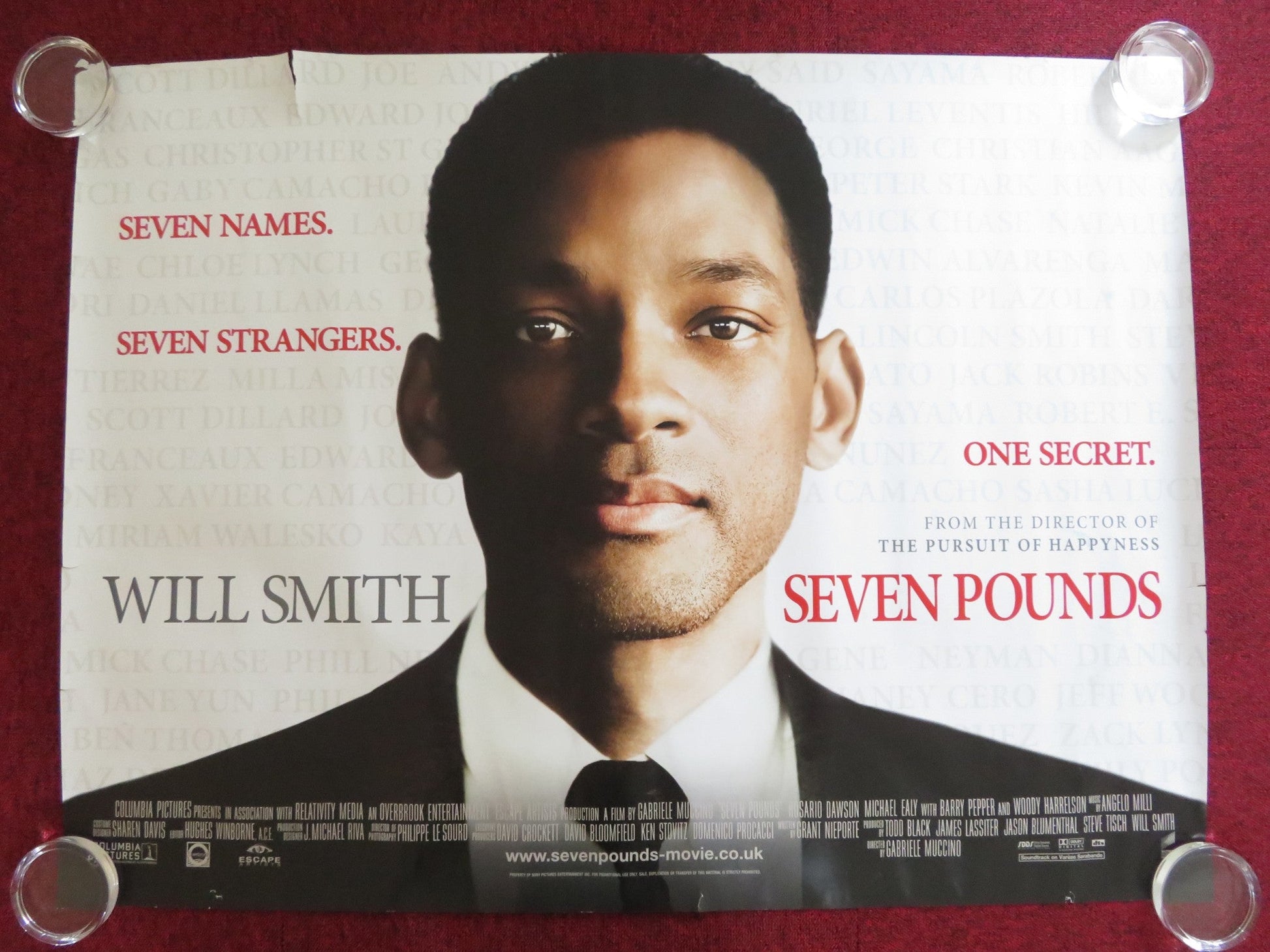 SEVEN POUNDS UK QUAD (30"x 40") ROLLED POSTER WILL SMITH WOODY HARRELSON 2008 Rendezvous Cinema Movie posters