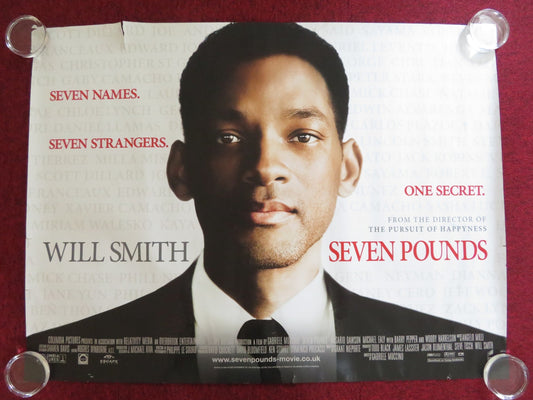 SEVEN POUNDS UK QUAD (30"x 40") ROLLED POSTER WILL SMITH WOODY HARRELSON 2008 Rendezvous Cinema Movie posters