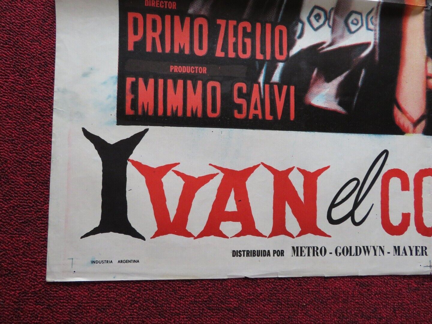 SEVEN REVENGES FOLDED ARGENTINA ONE SHEET POSTER 29" x 43.5 " ED FURY 1961 Movie posters