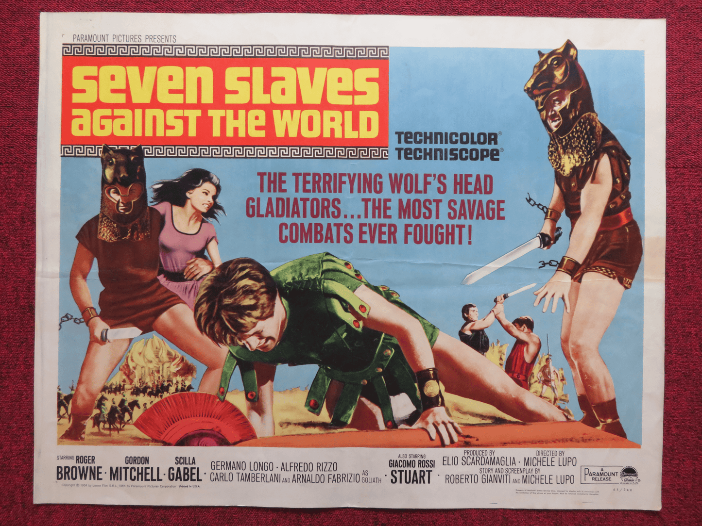 SEVEN SLAVES AGAINST ROME US HALF SHEET (22"x 28") POSTER ROGER BROWNE 1964 Rendezvous Cinema Movie posters