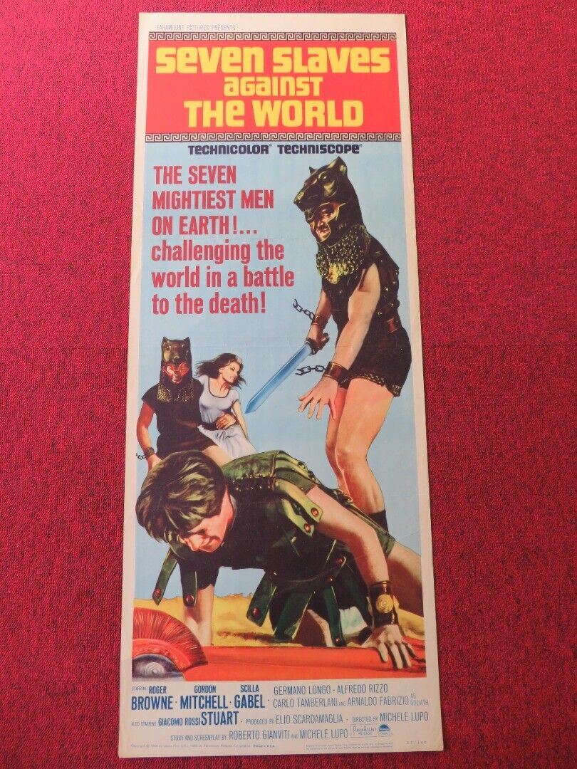 SEVEN SLAVES AGAINST THE WORLD US INSERT (14"x 36") POSTER ROGER BROWNE 1965 Movie posters