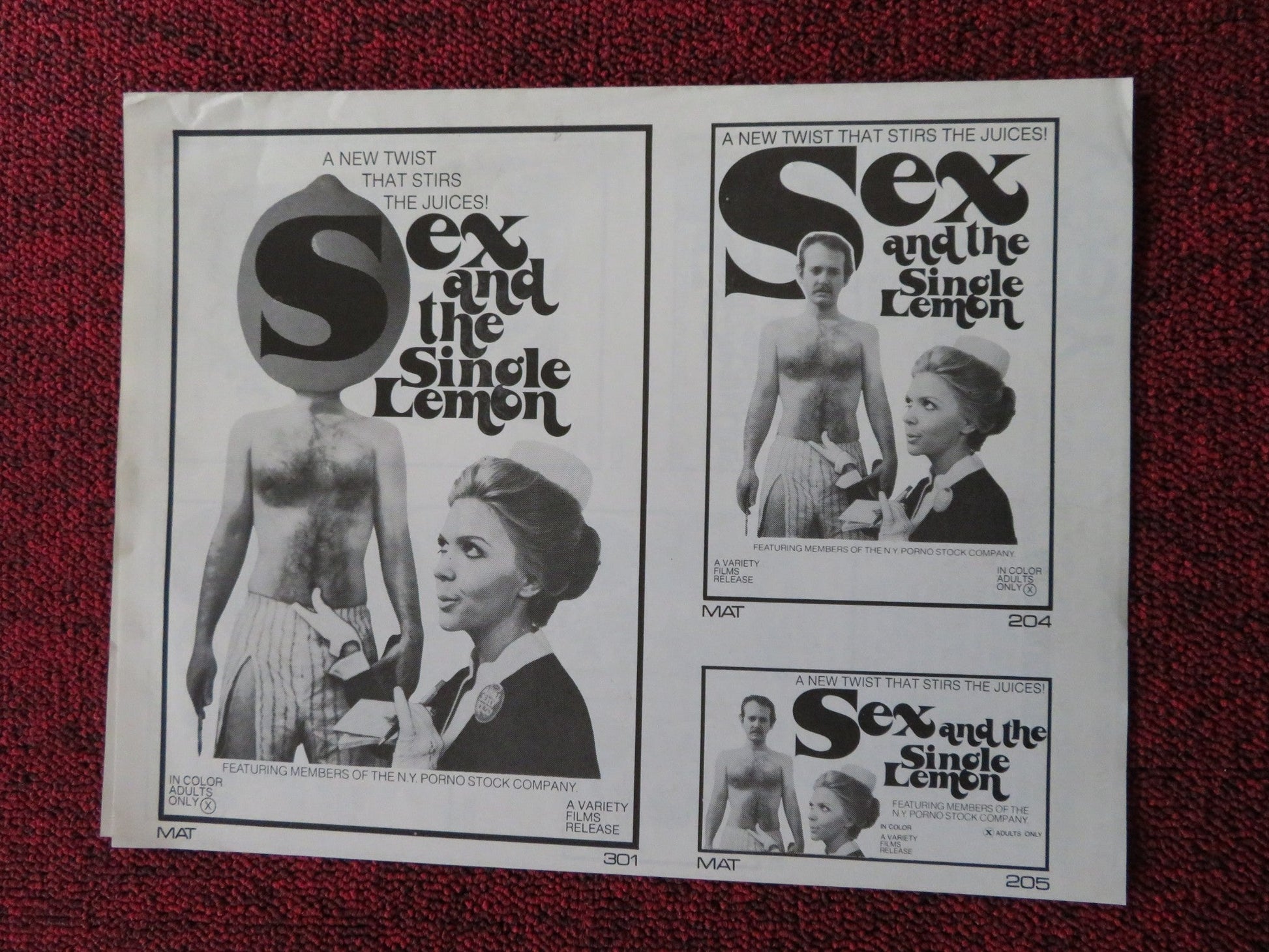 SEX AND THE SINGLE LEMON - UNCUT US PRESSBOOK 1969 Rendezvous Cinema Movie posters